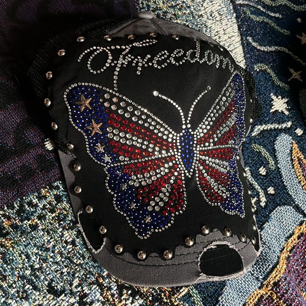 Custom One of a kind - Freedom Bejeweled Butterfly Hat
